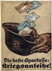 Poster del prestito di guerra tedesco della WW1, Die beste Sparkasse: Kriegsanleihe!, c.1914-18